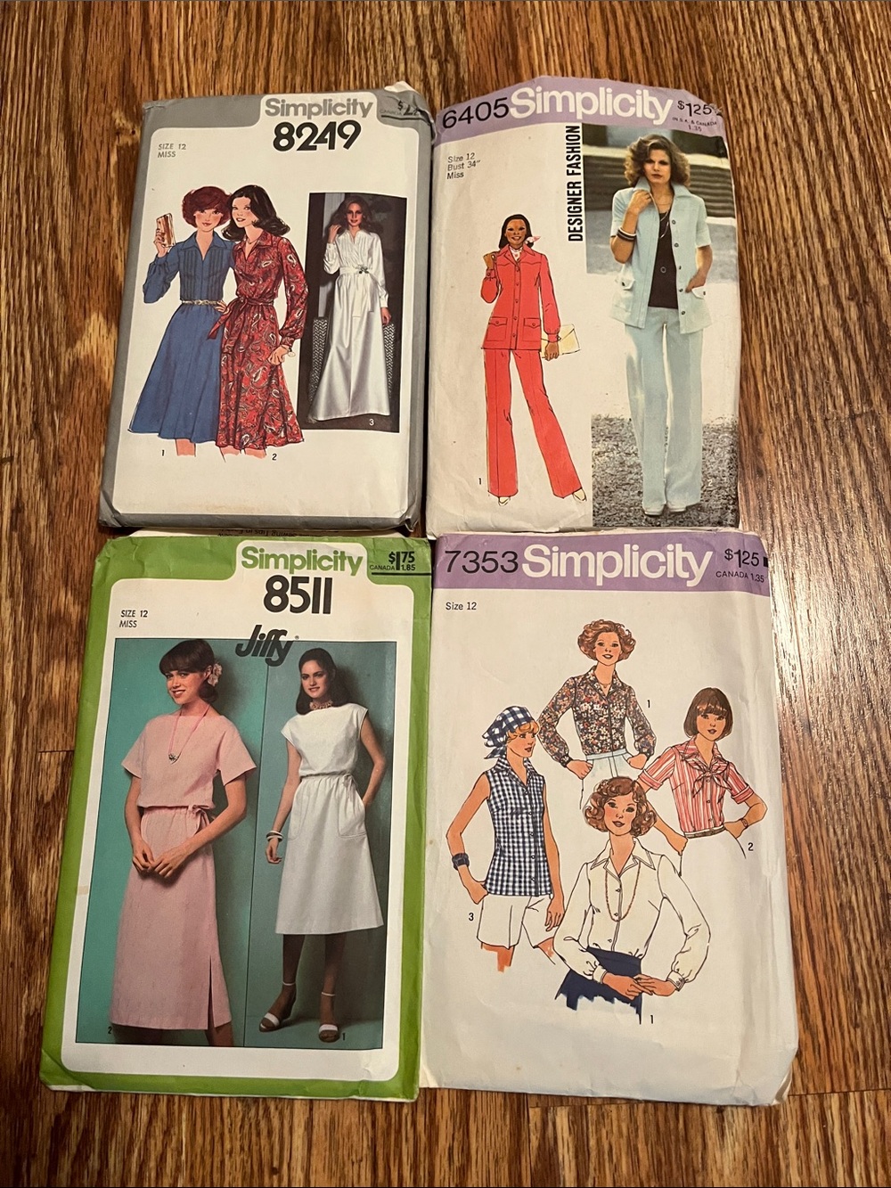 Simplicity 8511,8249,7353,6405 Sewing Patterns, Used but Complete